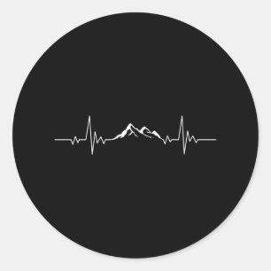 Sticker Rond MONTAGNE HEARTBEAT Funny Hikers Wanderer