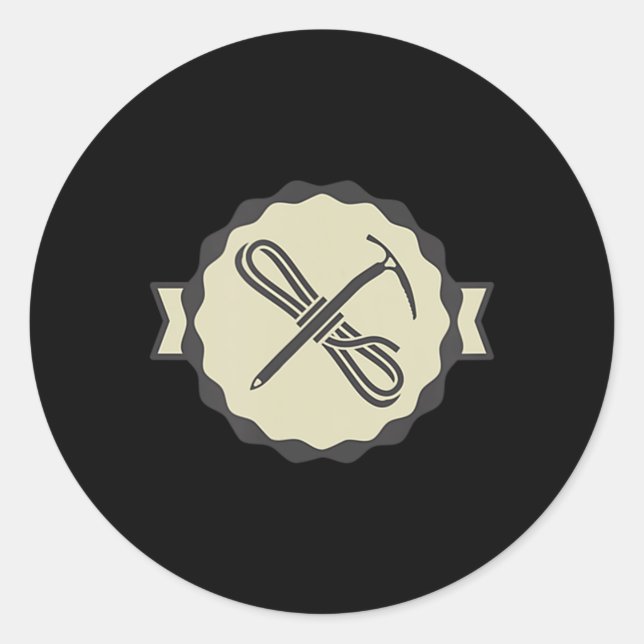Sticker Rond MONTAGNE ICE ESCALADE ICON Ice Wall Rock Climber (Devant)