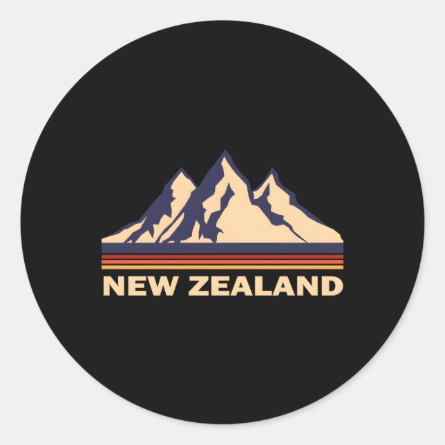 Sticker Rond Montagnes de Nouvelle-Zélande (Devant)
