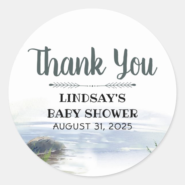 Sticker Rond Montagnes Lac Aventure Merci (Devant)