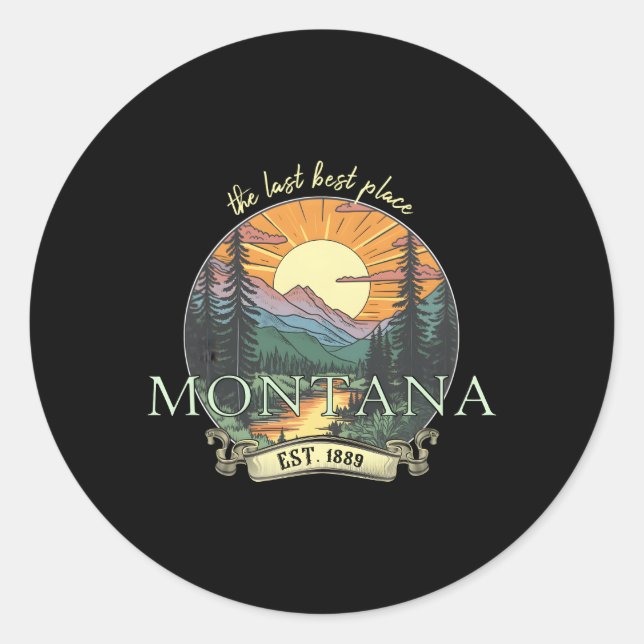Sticker Rond Montana Big Sky Country Mountains 3 (Devant)
