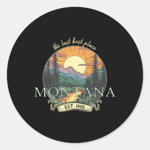 Sticker Rond Montana Big Sky Country Mountains 3