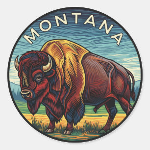 Sticker Rond Montana Bison