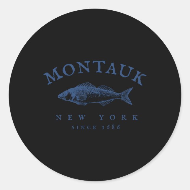 Sticker Rond Montauk New York Pêche (Devant)