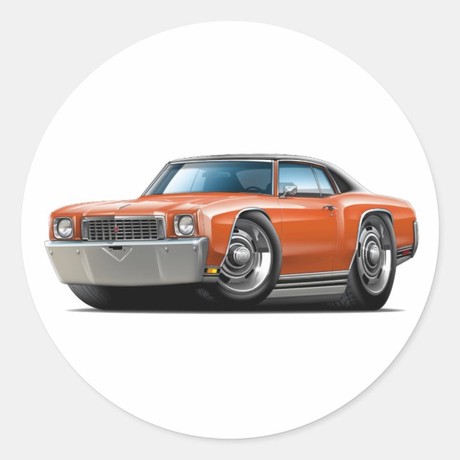 Sticker Rond Monte Carlo 1972 - Voiture Top Orange-Noir (Devant)