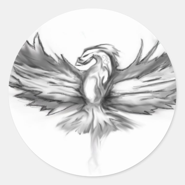 Sticker Rond Montée de Phoenix gris (Devant)