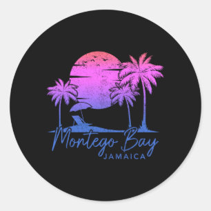 Sticker Rond Montego Bay Jamaïque Coucher de soleil Vintage Sur