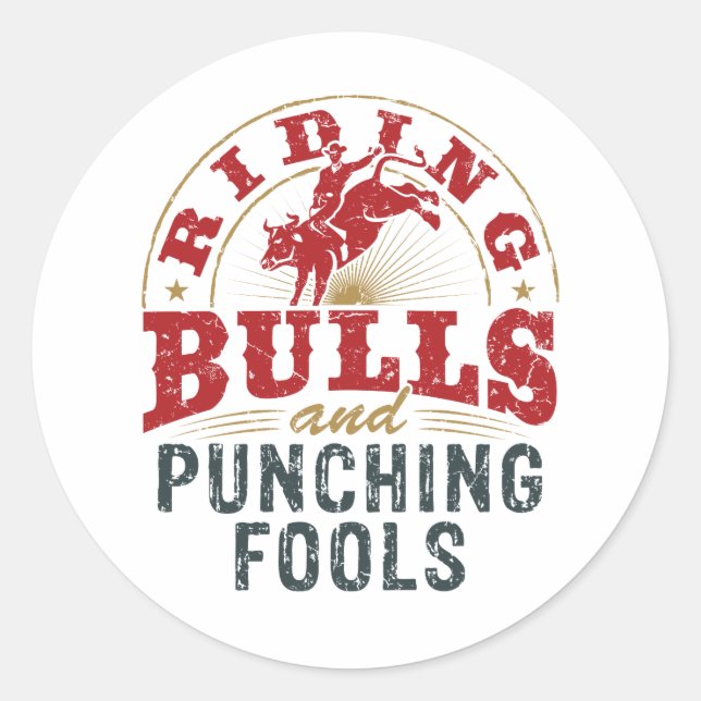 Sticker Rond Monter des taureaux et Punching des Fools (Devant)