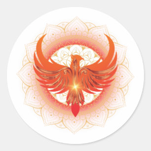 Sticker Rond Monter Phoenix Mandala
