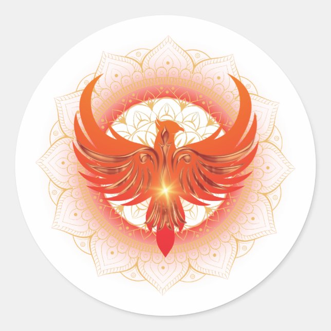 Sticker Rond Monter Phoenix Mandala (Devant)