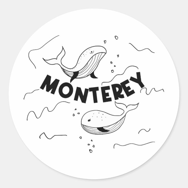 Sticker Rond Monterey California Whales (Devant)