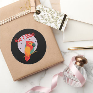 Sticker Rond Montez et brille Kawaii mignon perroquet coloré su