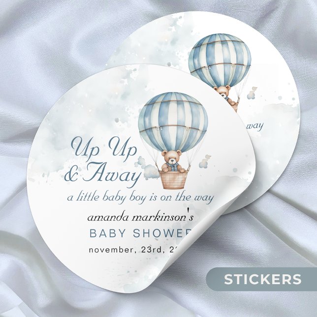 Sticker Rond Montez et partez ! Baby shower de ballon Teddy Bea (Créateur téléchargé)