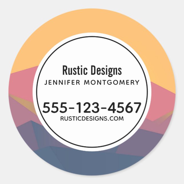 Sticker Rond Monts Rustiques Géométrique minimaliste (Devant)