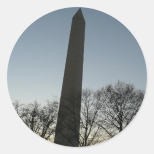 Sticker Rond Monument de Washington dans le paysage d'hiver II