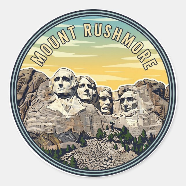 Sticker Rond Monument national du Mont Rushmore Voyage (Devant)