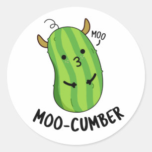 Sticker Rond Moo-concombre Funny Veggie Cucumber Pun