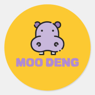 Sticker Rond Moo Deng Baby Hippo