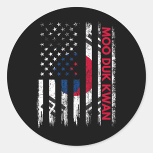 Sticker Rond Moo Duk Kwan Karate Arts Martiaux Formation Coréen