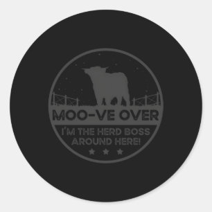 Sticker Rond Moo-Ve au-dessus du rancher de vache éleveur de bo