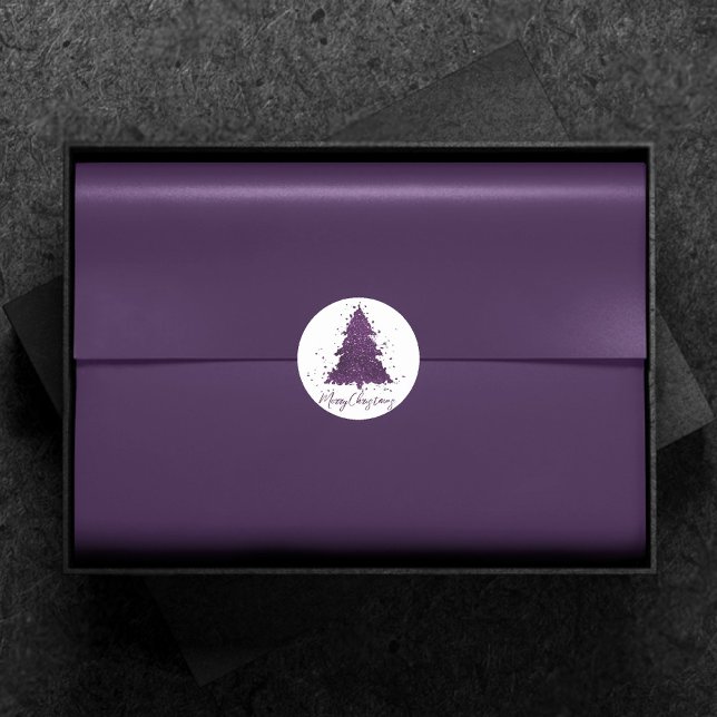 Sticker Rond Moody Joyeux Noël | Plum profond violet personnali (Créateur téléchargé)