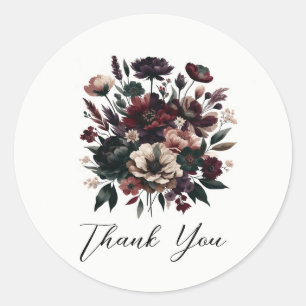 Sticker Rond Moody Rustic Garden Florals Mariage bohémien
