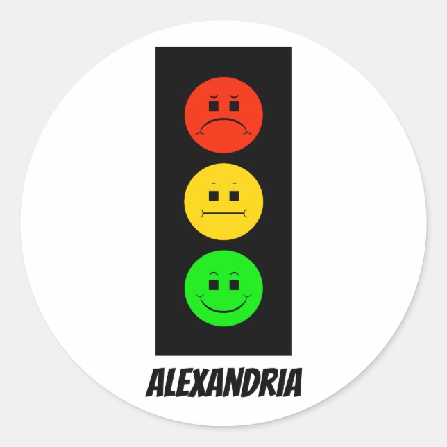 Sticker Rond Moody Stoplight personnalisable avec nom (Devant)