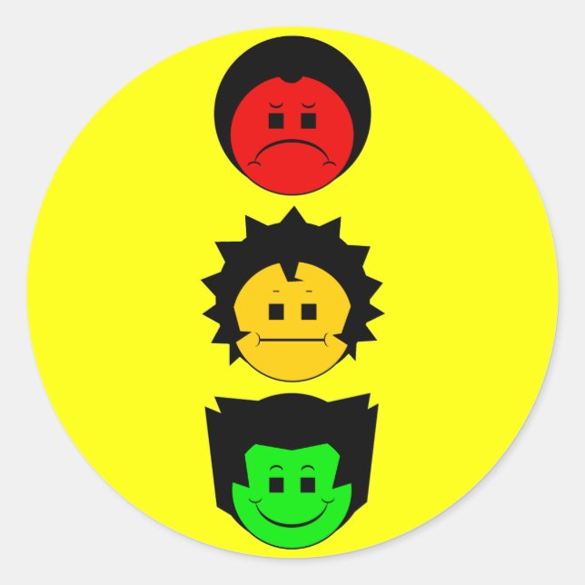 Sticker Rond Moody Stoplight Trio faces verticales (Devant)