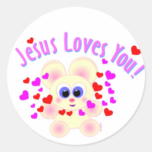 Sticker Rond Mooky : Jésus T'aime !