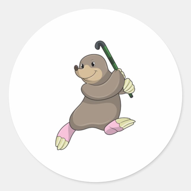 Sticker Rond Moon au hockey avec chauve-souris de hockey (Devant)