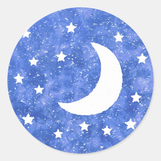 Sticker Rond Moon Stars Aquarelle Décor Ancien Impression (Devant)