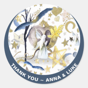 Sticker Rond *~* Moon Stars Bateaux Fairy Tale Parties scintill