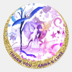 Sticker Rond *~* Moon Stars Fairy Tales Parties scintillant Cas