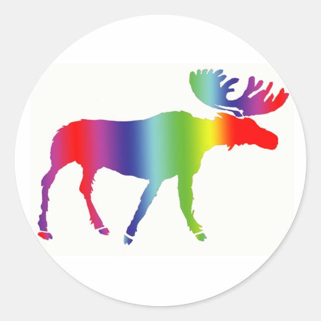 Sticker Rond Moose arc-en-ciel (Devant)