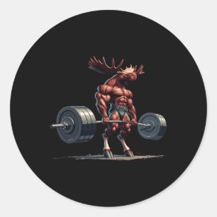 Sticker Rond Moose DeadLevant Gymnase Humour Poids Fitness