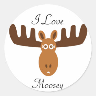 Sticker Rond Moose Head_I Love Moosey