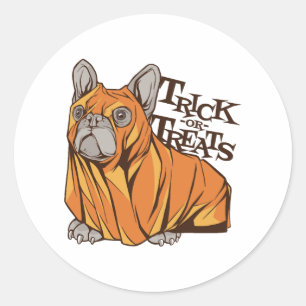 Sticker Rond Mops d'Halloween