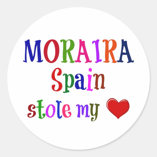 Sticker Rond Moraira Espagne m'a volé le coeur (Devant)