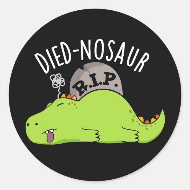 Sticker Rond Mored nosaur Dinosaure Drôle Puns Dark BG (Devant)