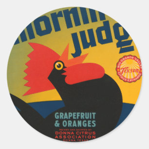 Sticker Rond Mornin Juge Grapefruit et Oranges