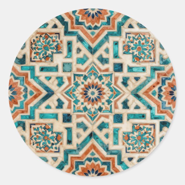 Sticker Rond Moroccan Mosaic Pattern (Devant)