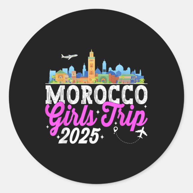 Sticker Rond Morocco Girls Trip 2025 Summer Vacation Bacheloret (Devant)