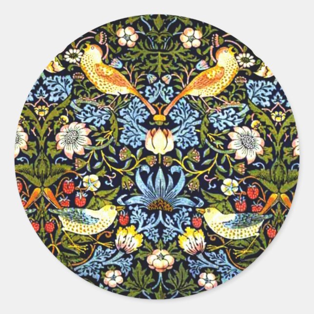 Sticker Rond Morris - Strawberry Thief, (Devant)