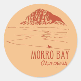 Sticker Rond Morro Bay Californie Rocher de Morro