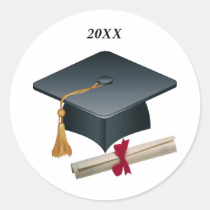 Sticker Rond Mortier & diplôme Graduation Sceau