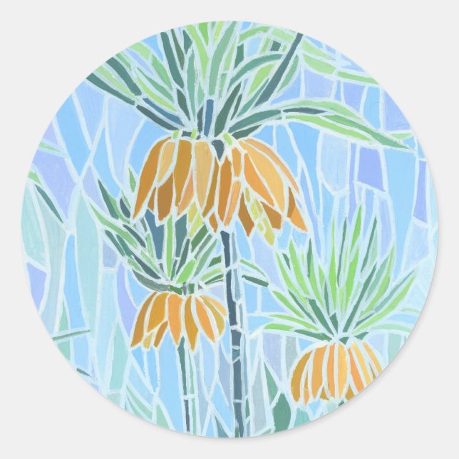 Sticker Rond Mosaïque florale (Devant)