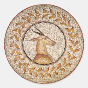 STICKER ROND MOSAÏQUES ROMAINES ANTIQUE / GAZZELLE