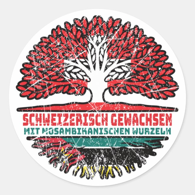 Sticker Rond Mosambik Mosambikanisch Schweizer Schweiz Baum