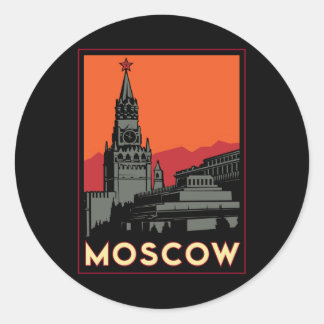 Sticker Rond moscou russie kremlin art déco voyage rétro