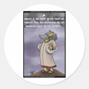 Sticker Rond Moses & Les 10 Hashtags Twitter Drôle Cadeaux & Te